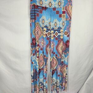 WinWin Multicolored Elastic Wide Waist Band Pull On Palazzo Pants Size S/M